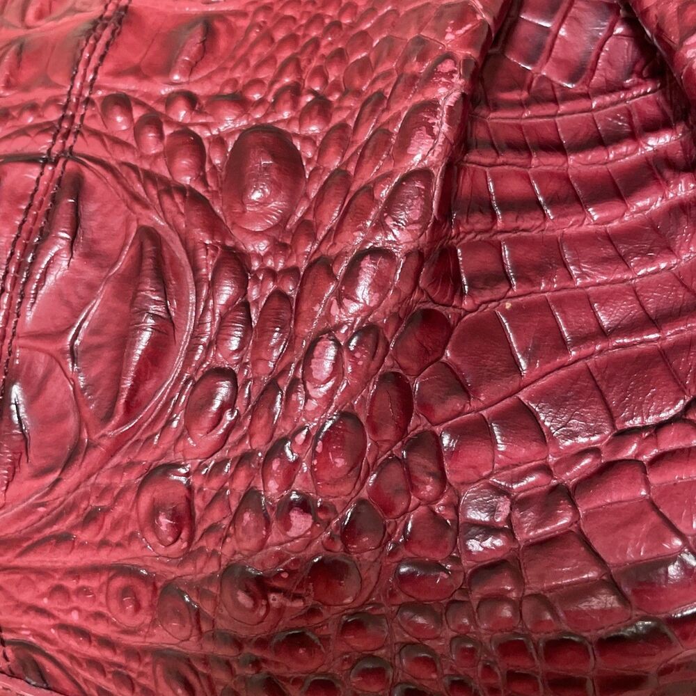 Brahmin Large Croc Embossed Red Shoulder Tote Bag Purse Campus Bag Womens - Picture 2 of 16